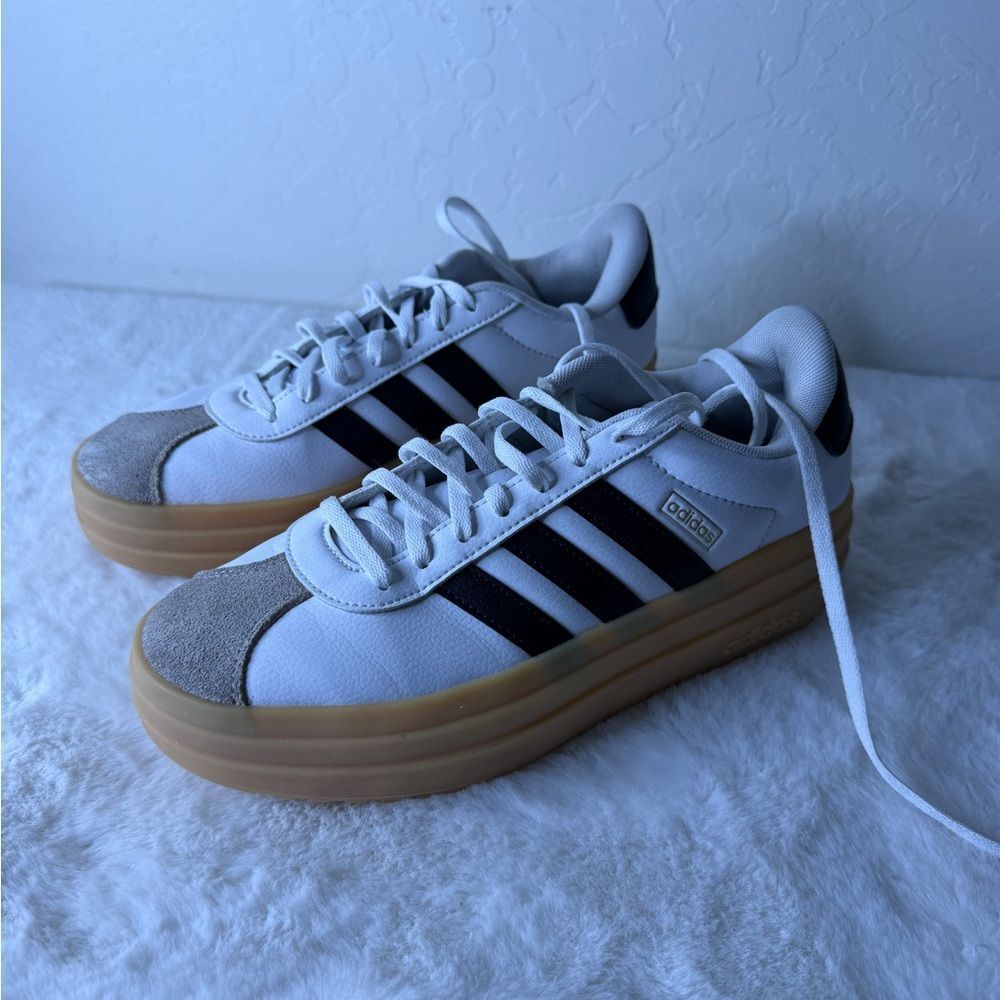 Adidas White/Black Platform Sneakers 7 - Picture 2 of 7